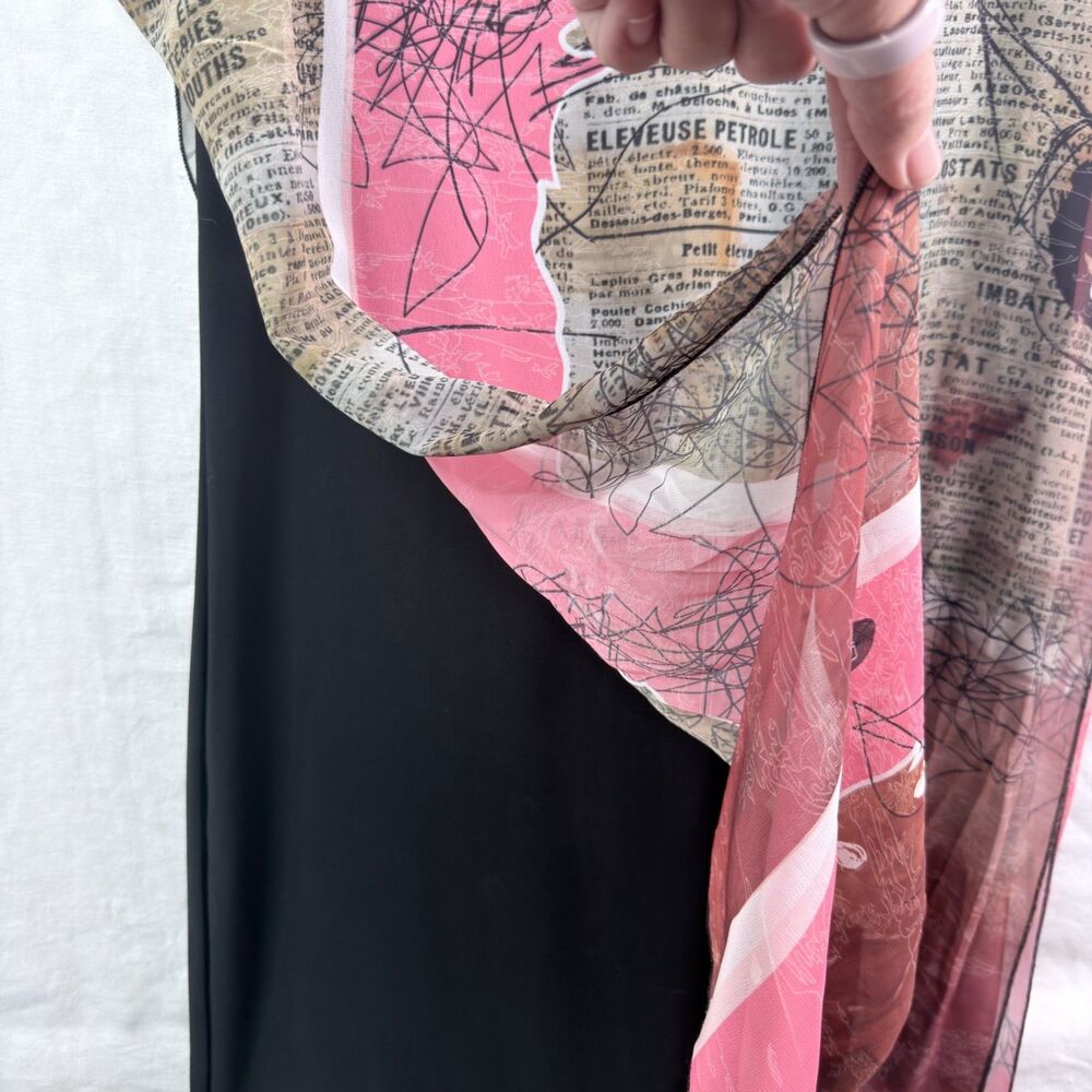 artsy abstract print mesh tunic top v-neck black tank slip size 2 by volt design - Picture 4 of 8